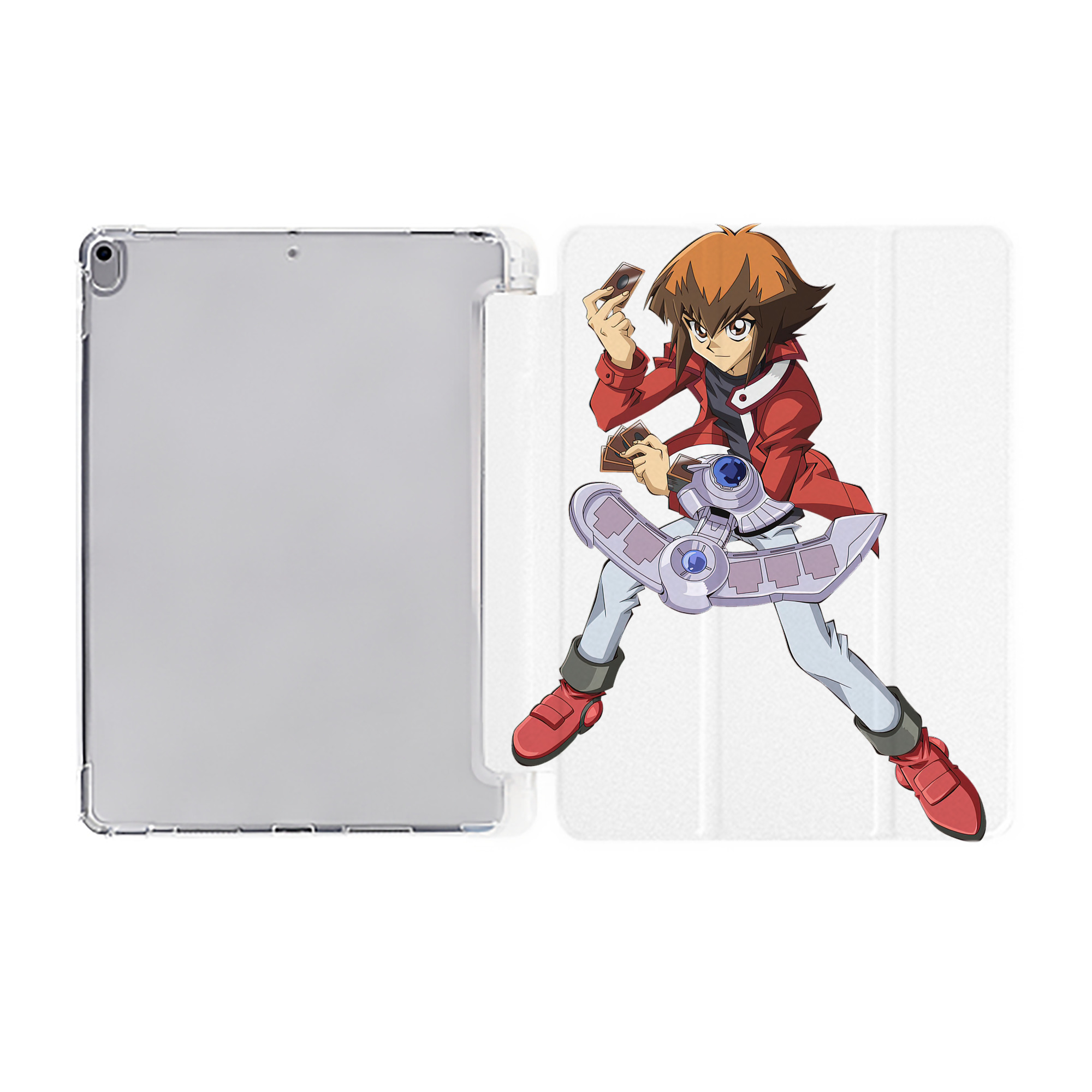 （画像用） 遊☆戯☆王 Yu-Gi-Oh! IPad ケース ペン収納付き 三つ折りスタンド PUレザー×シリコン 対応機種9.5/10.5/10.9インチ